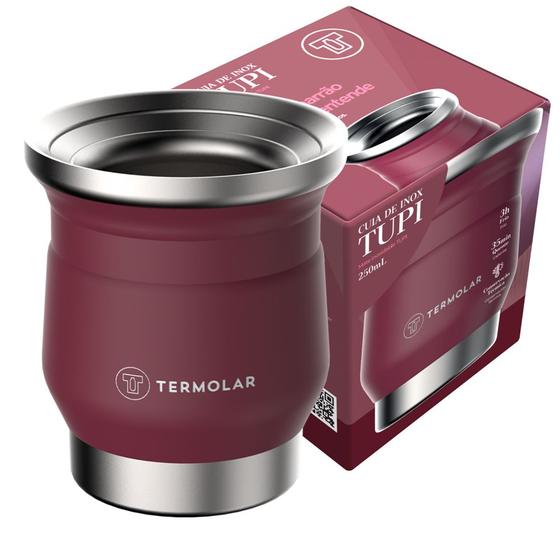 Imagem de Cuia Térmica Inox com Rosa Tupi 250ml Para Tereré Chimarrão Termolar