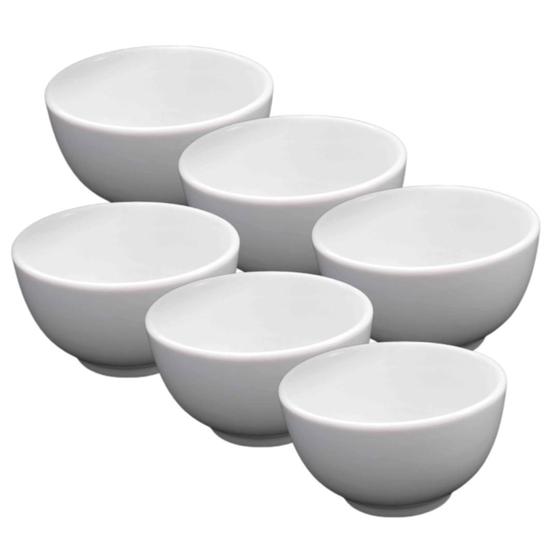 Imagem de Cumbuca 500ml 6 Unidades Tigela Bowl Porcelana Branca Japonesa Sopa Caldo Açaí Consume 2 Linha