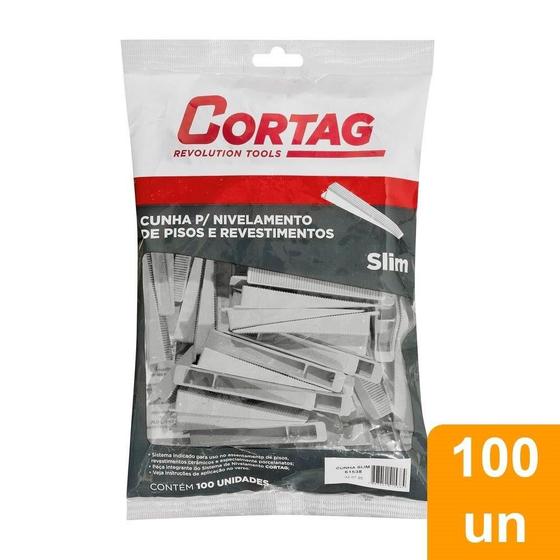 Imagem de Cunha para Nivelamentos Pisos Cortag Slim 90x14x13mm - Embalagem com 100 Unidades
