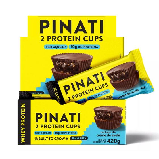 Imagem de Cups Recheado Com Creme De Avelã Com Whey Protein Zero Açúcar 10 Unidades De 42g Pinati