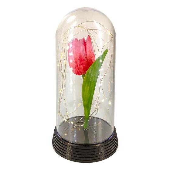 Imagem de Cúpula Redoma C Tulipa Rosa Inspirada N A Bela E A Fera