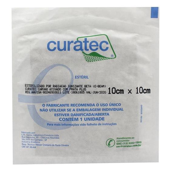 Imagem de CURATEC CARVAO ATIVADO C/ PRATA PLUS 10cmX10 cm