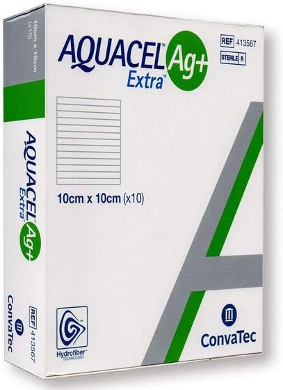 Imagem de Curativo Aquacel Ag+ Extra 10cm x 10cm Caixa C/10 - Convatec