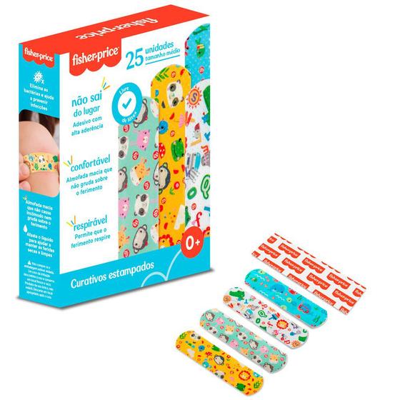 Imagem de Curativo Bandagem Colorido Infantil 4 Estampas 25Und Livre de Látex Fisher-Price HC483