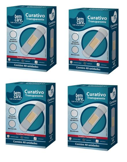 Imagem de CURATIVO BEM CARE COM 40un TRANSPARENTE - KIT C/4un