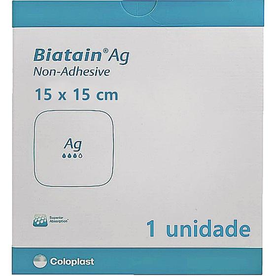 Imagem de Curativo Biatain AG Coloplast 39625 - Não Adesivo - 15x15cm - unidade