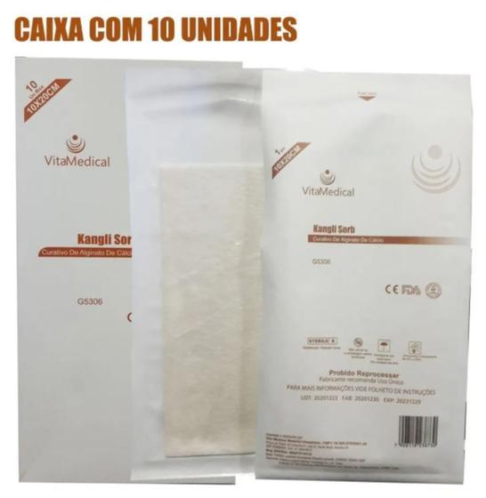 Imagem de Curativo De Alginato De Cálcio Kangli Sorb 10x20cm Cx C/10 - VitaMedical