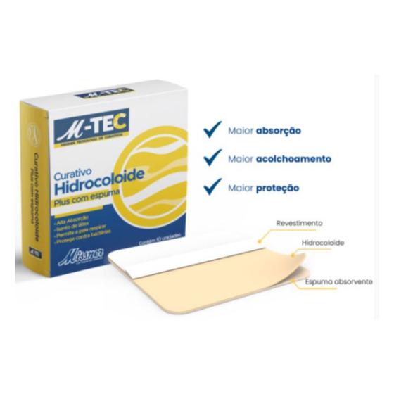 Imagem de Curativo Hidrocolóide Plus com Espuma 10cm x 10cm Missner  10 Unidades