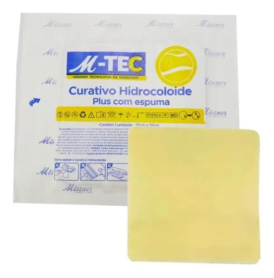 Imagem de Curativo Hidrocoloide Plus Espuma M-tec 10cmX10cm Missner - (Kit com 5 Unid)