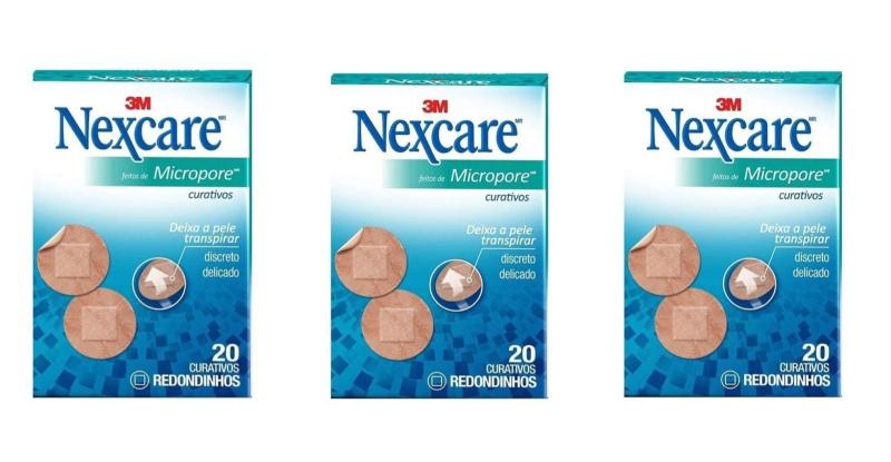 Imagem de Curativo Nexcare 3M Micropore Redondo Acne Espinha Kit 3 cx