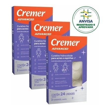 Imagem de Curativos Hidrocoloide para Acnes 24 Unidades Kit com 3 Caixas Cremer