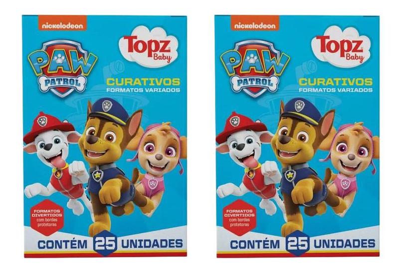 Imagem de Curativos Patrulha Canina 25 Un Formatos Diversos KIT C/2 UN