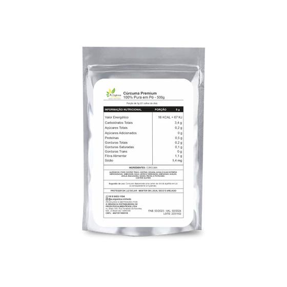Curcuma Pura ( Açafrão Da Terra ) em Pó Premium 500G Menor preço em Curcuma Pura ( Açafrão Da Terra ) em Pó Premium 500G