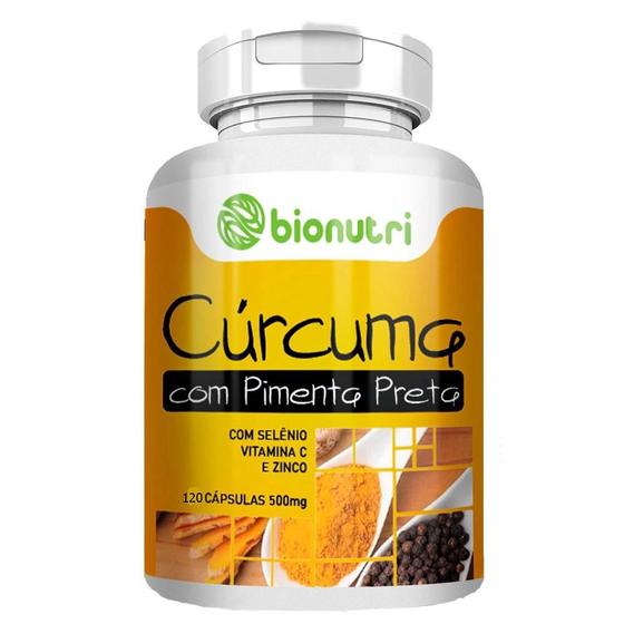 Curcumina com Pimenta Preta 120 Caps 500mg - Bionutri Menor preço em Curcumina com Pimenta Preta 120 Caps 500mg - Bionutri