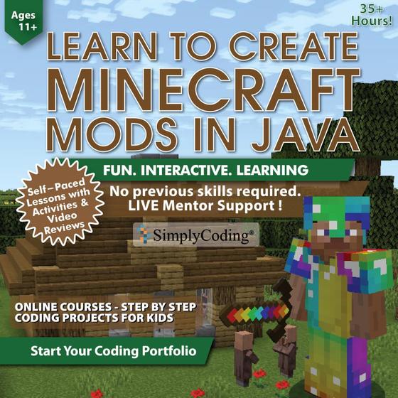 Imagem de Curso de codificação SimplyCoding Java Minecraft Mods, de 11 a 18 anos