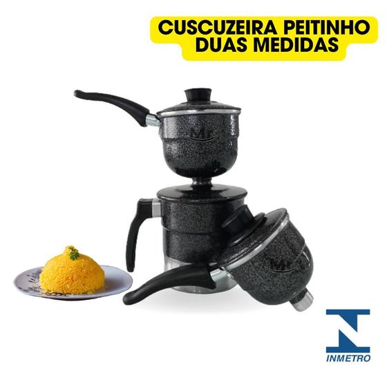 Imagem de Cuscuszeira Individual Prático Duas Medidas Tetinha Peitinho de Moça 2 em 1 Nordestina Alumínio Resistente Inmetro