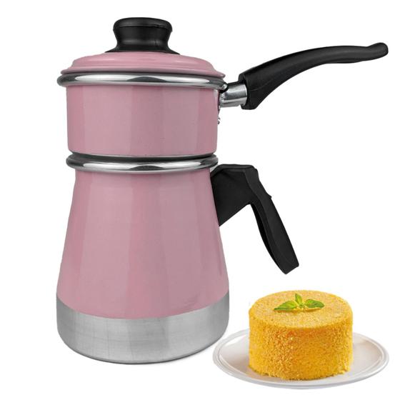 Imagem de Cuscuzeira a Vapor Duplex Porção Individual Mini Cuscuszeira Dupla com Tampa Faz Cuscuz e Legumes