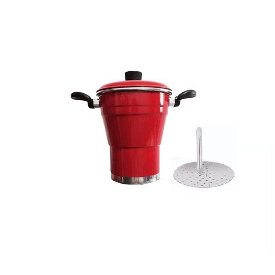Imagem de Cuscuzeira Aluminio Vermelho 18 - Capricho