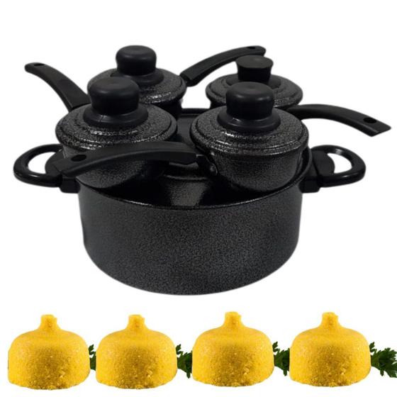 Cuscuzeira individual para restaurante 4 panelinhas preta craquelada Menor preço em Cuscuzeira individual para restaurante 4 panelinhas preta craquelada