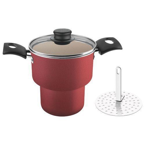 Imagem de Cuscuzeira Tramontina Turim em Alumínio com Revestimento Antiaderente Starflon Max Vermelho 14 cm 1,9 L