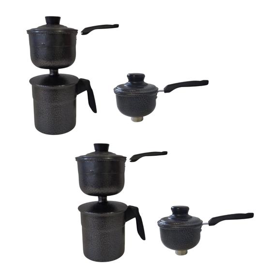 Imagem de Cuscuzeiro alumínio preto craqueado  nordestino  resistente