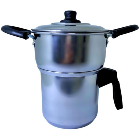 Imagem de Cuscuzeiro De Alumínio 3 Em 1 Individual 16cm 3x1 Faz cuscuz Legumes a Vapor