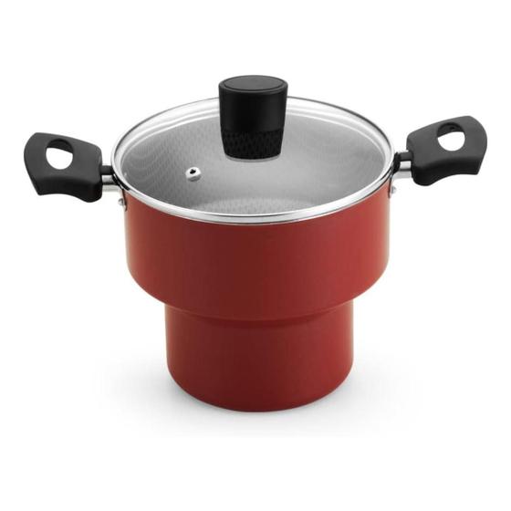 Imagem de Cuscuzeiro Enjoy 18 Com Tampa De Vidro Aa Vermelho