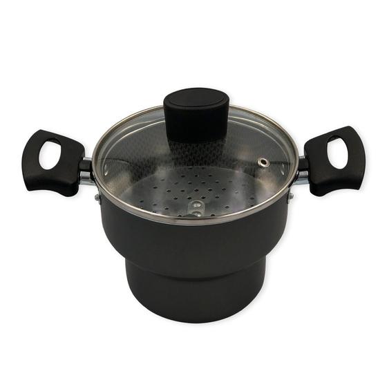 Imagem de Cuscuzeiro Enjoy Antiaderente 14cm Com Tampa de Vidro Cinza
