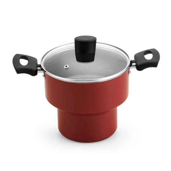 Imagem de Cuscuzeiro enjoy antiaderente vermelho 18cm