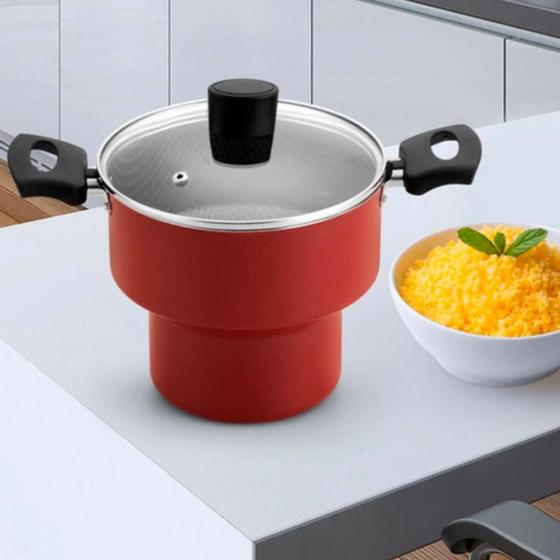 Imagem de Cuscuzeiro Enjoy Revestimento Andiaderente 14cm Individual Alumínio Baquelite Cuscuz Alimento Pequeno Panela