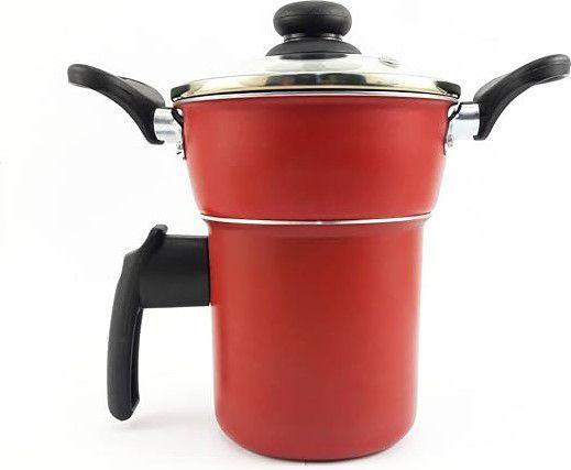 Cuscuzeiro Individual De Alumínio Vermelho Tampa de Vidro Menor preço em Cuscuzeiro Individual De Alumínio Vermelho Tampa de Vidro