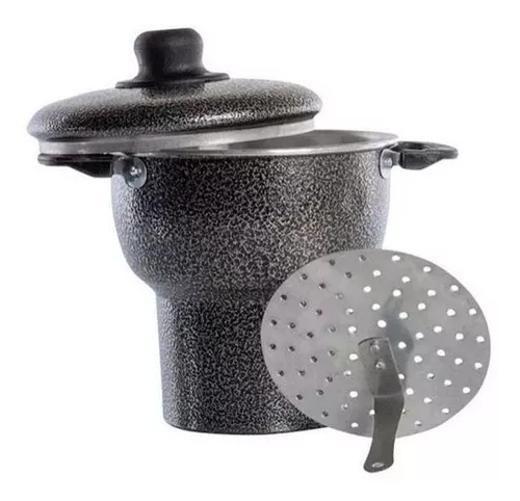 Imagem de Cuscuzeiro Panela Preto Craquelada Alumínio N16 Cuscuz