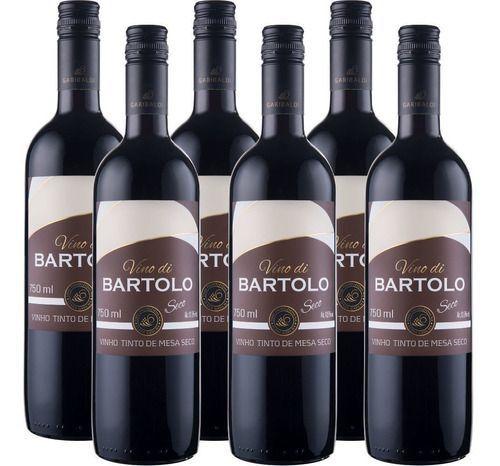 Imagem de CX 6 Garrafas Vinho Tinto Seco de Mesa Vino Di Bartolo Serra Gaúcha 750ml