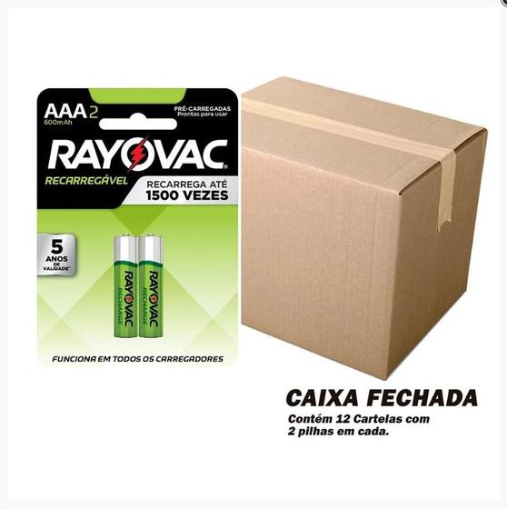 Imagem de Cx c/ 12 Cartelas Pilha Recarregável Econômica AAA 2 un cada - Rayovac