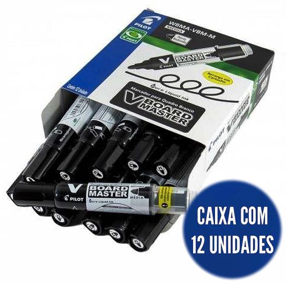 Imagem de CX Caneta quadro branco recarregável preto VBM c/12 Pilot