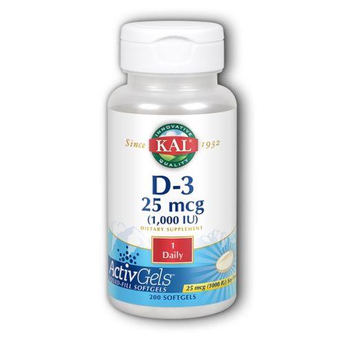 Imagem de D-3 200 Softgels da Kal (pacote com 6)