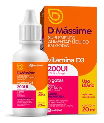 Imagem de D-mássime Vitamina D3 200ui Gotas 20ml - Sabor Framboesa