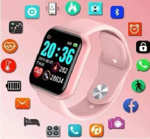Imagem de D20 Rosa Relógio Digital Smart Feminino e Masculino Pulseira Removível - Smart-watch