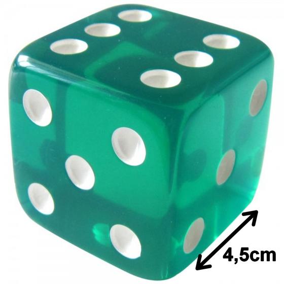 Imagem de Dado 45mm Verde Translúcido Jumbo 4,5cm - EJ Games