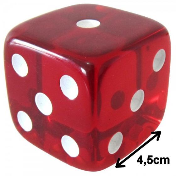 Imagem de Dado 45mm Vermelho Translúcido Jumbo 4,5cm Euclides Jordão