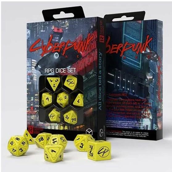 Imagem de Dados Cyberpunk Red Danger Zone Q-Workshop - Conjunto com 7 Dados