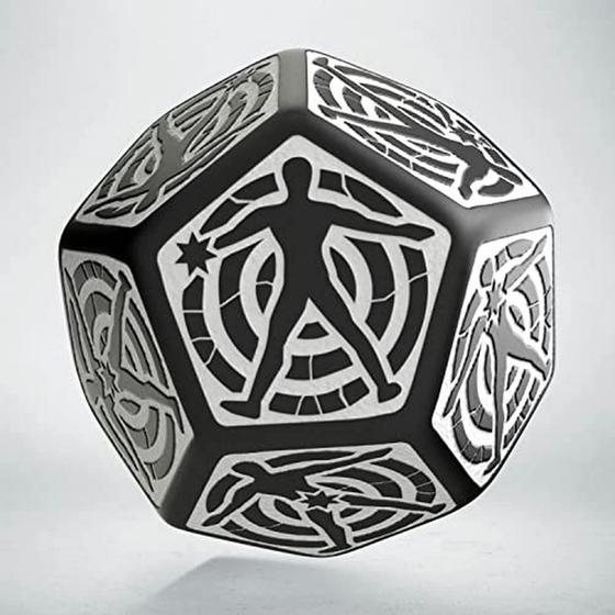 Imagem de Dados D12 Q-Workshop Hit Location - Extra Grandes em Preto e Branco