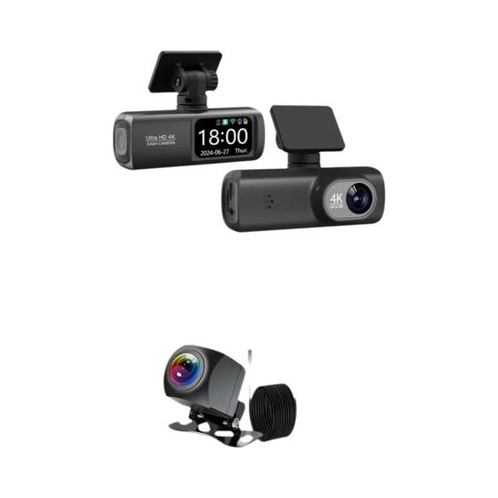 Imagem de Dash Cam 4K Dupla Lente com Câmera Traseira 1080P, WiFi, GPS e Monitoramento de Estacionamento 24h