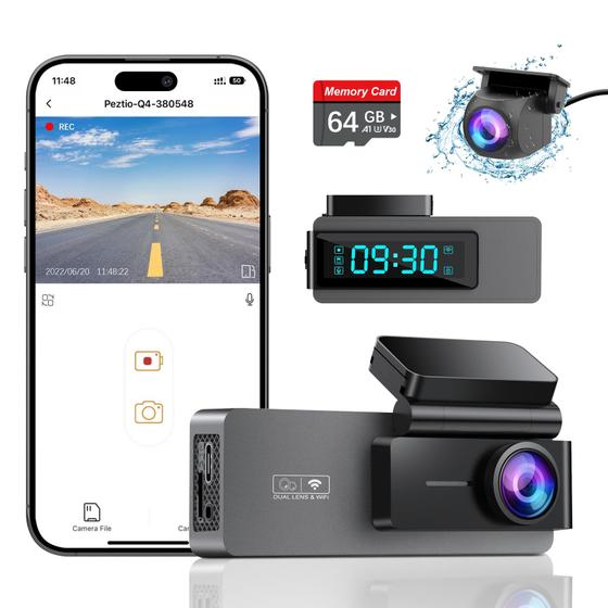 Imagem de Dash Cam ARIFAYZ Q4 2K+1080P - Frontal e Traseira com Cartão SD de 64GB