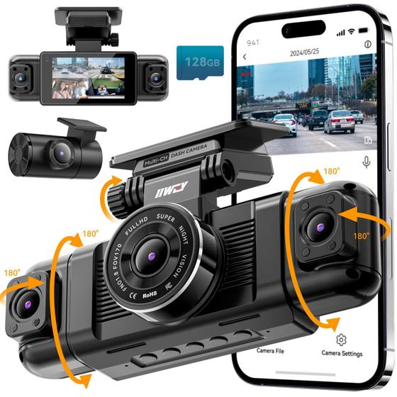 Imagem de Dash Cam IIWEY N5 4 Canais 360° 1080P com Visão Noturna