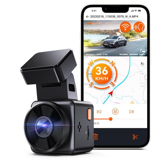 Imagem de Dash Cam Vantrue E1 Lite 1080P WiFi com controle de velocidade GPS