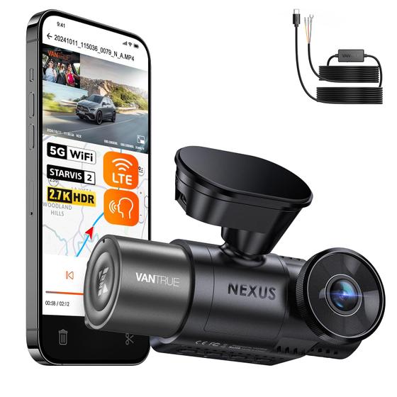 Imagem de Dash Cam Vantrue N2X Dual 2.7K frontal e interno com WiFi 5G