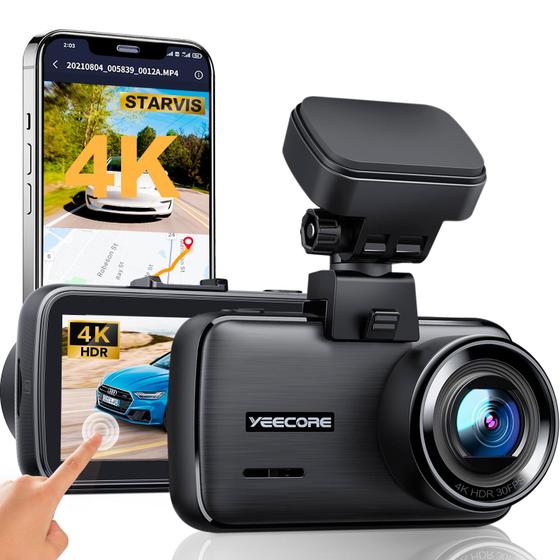 Imagem de Dash Cam YEECORE 4K com Wi-Fi e GPS - Tela Touch 256GB
