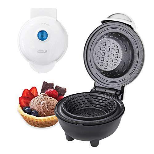 Imagem de Dash DMWBM100GBWH04 Mini Waffle Maker no café da manhã, Tigelas de Burrito, Sorvete e Outros Desertos Doces, Guia de Receitas Incluído, Branco