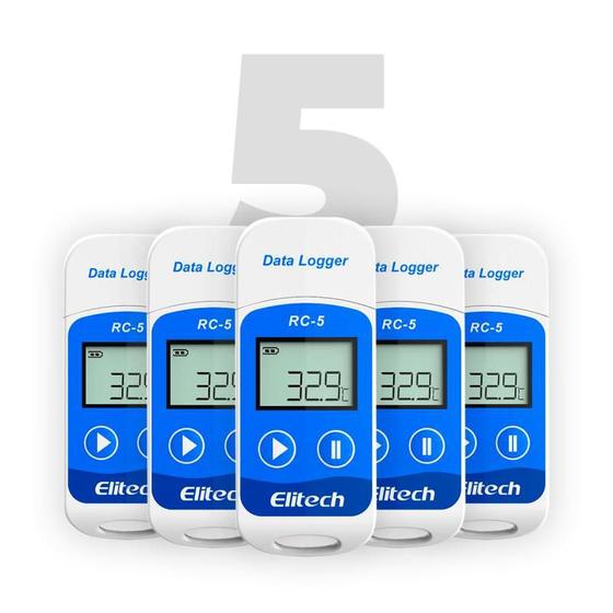 Imagem de Datalogger de Temperatura Multiuso RC-5 Kit com 5 Unidades